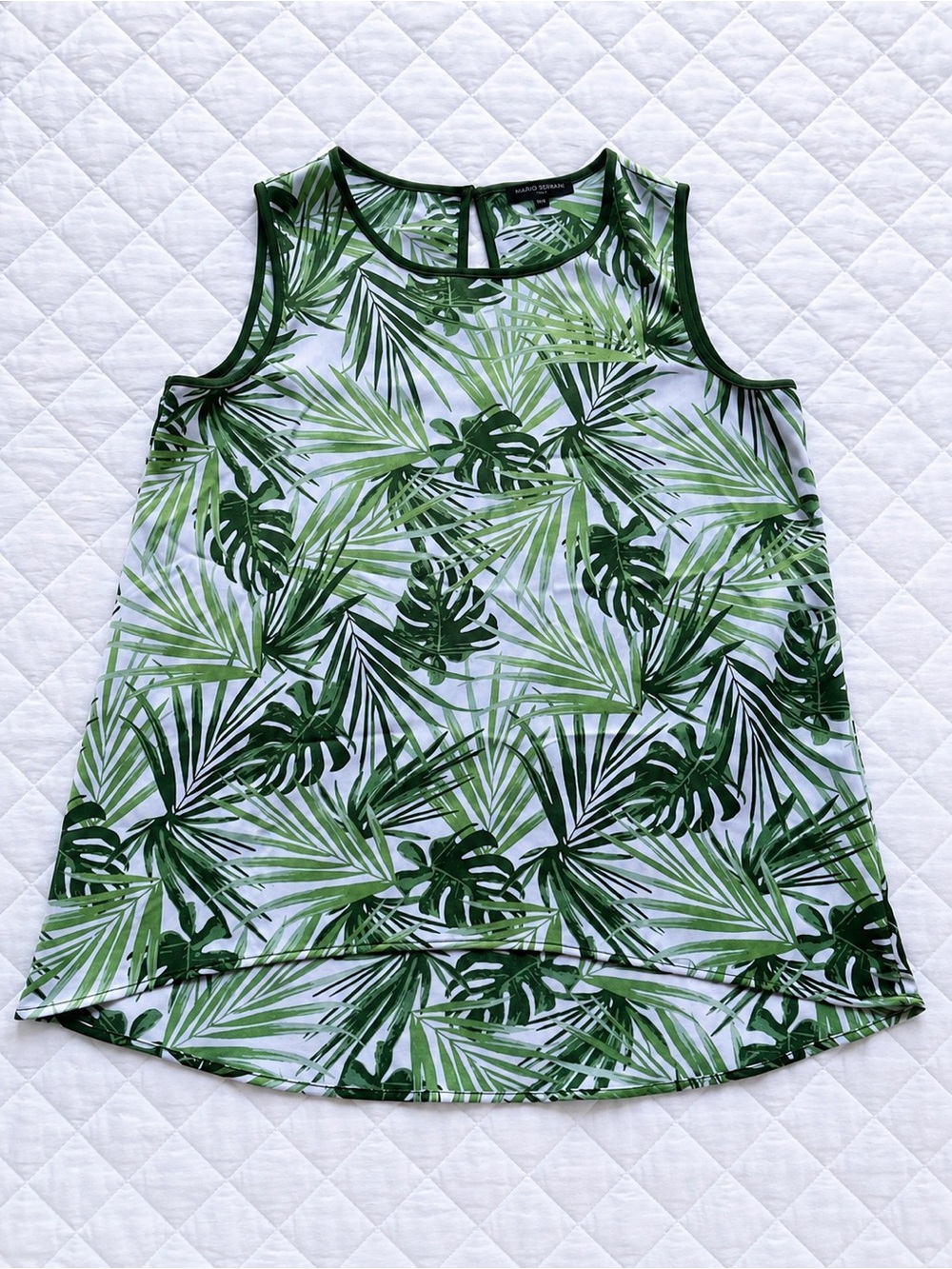 Mario Serrani Italy Tropical Palm Leaf Monstera Sleeveless Top Tank Medium